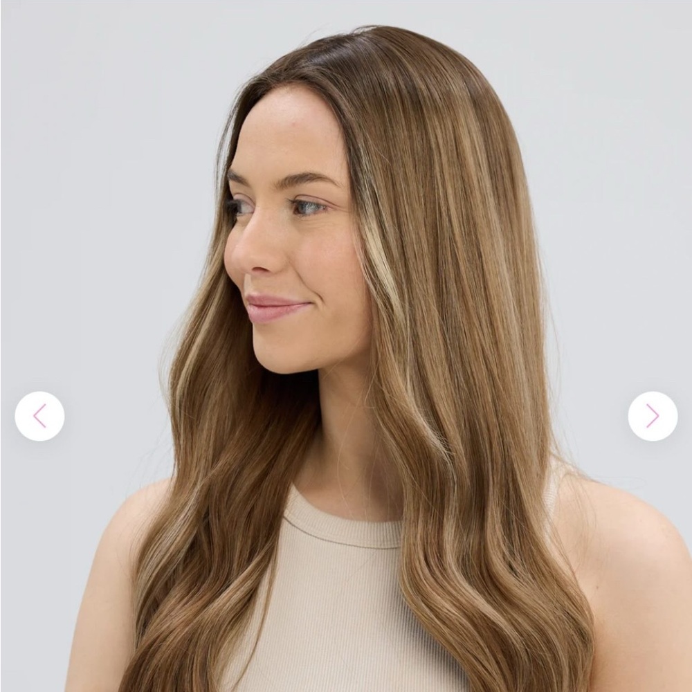 100% Human Hair Topper. Lusta Brand 20” Dark Dimensional Blonde Clip-in Silk Cap
